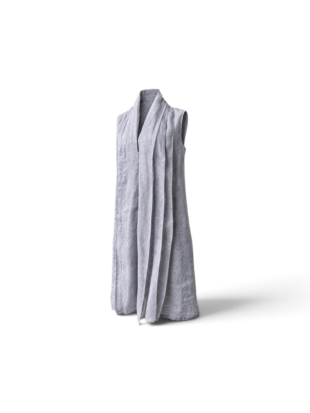 Max Mara Puro Lino 100% Linen Draped Sleeveless Dress Grey – IT 42